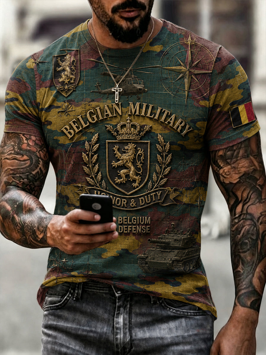 T-shirt homme à manches courtes avec imprimé camouflage militaire