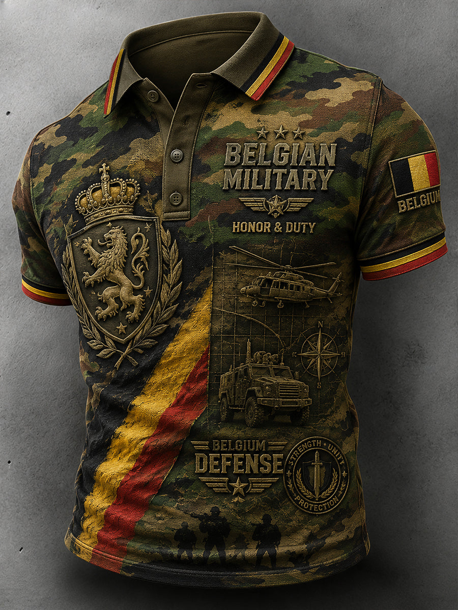 Polo à manches courtes pour homme avec imprimé camouflage militaire