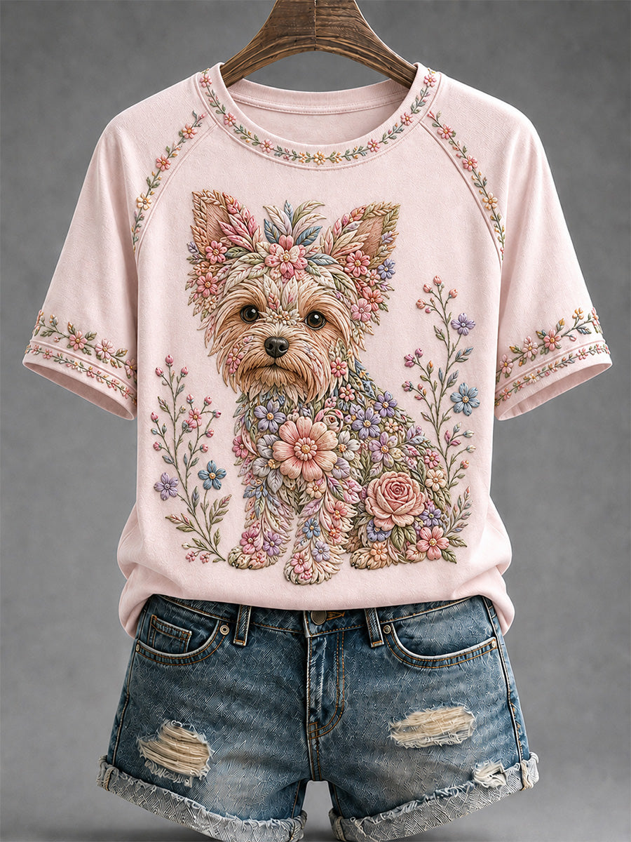 T-shirt décontracté à imprimé floral pour femmes