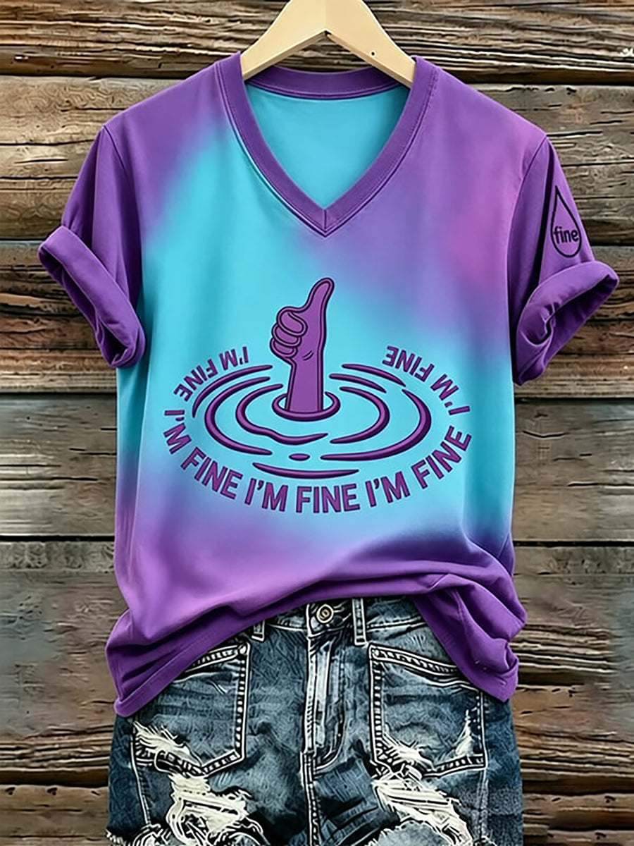 T-shirt imprimé de sensibilisation à la prévention du suicide pour femmes