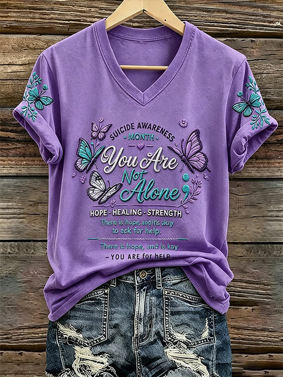 T-shirt imprimé de sensibilisation à la prévention du suicide chez les femmes