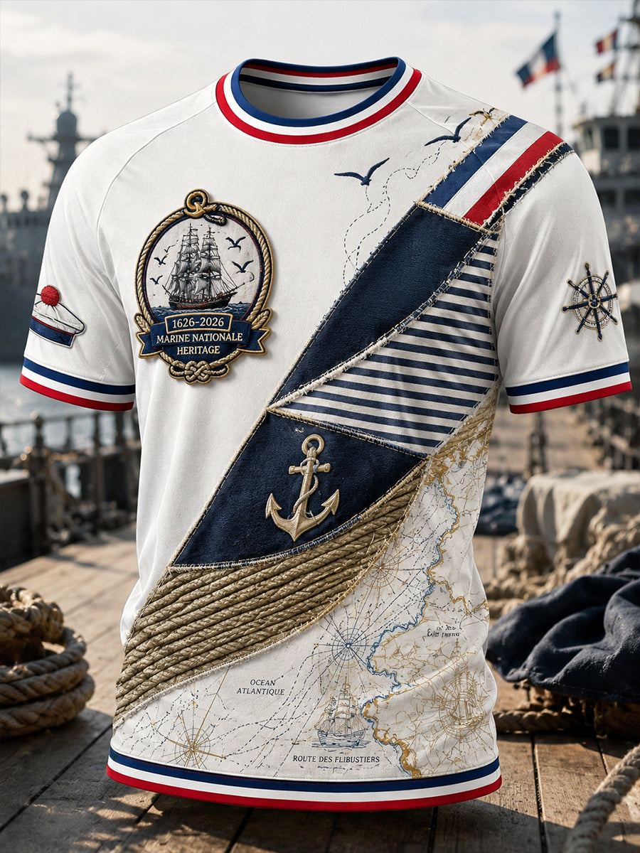 Chemise à manches courtes de la Marine française pour homme