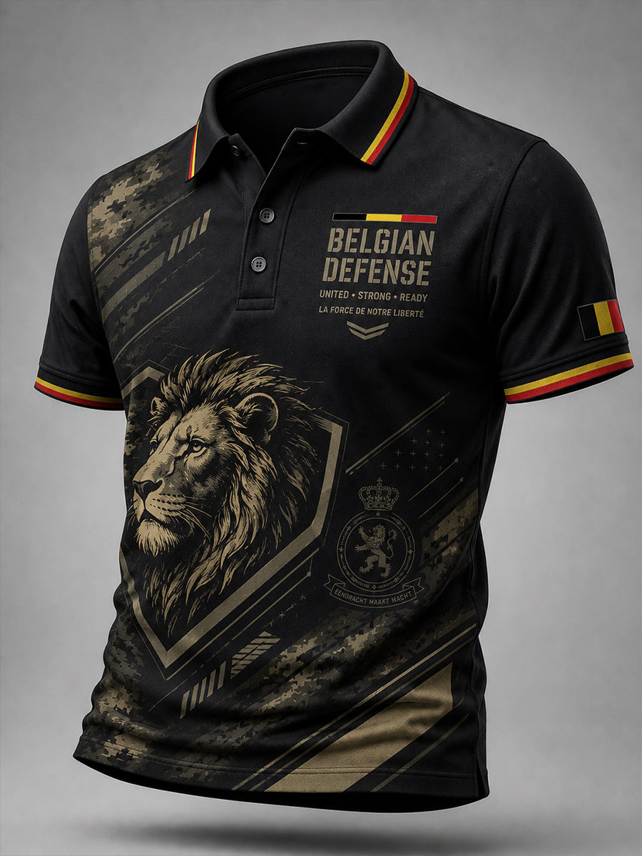 Polo homme à manches courtes au motif vintage de style militaire