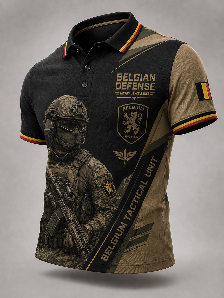 Polo homme à manches courtes au motif vintage de style militaire