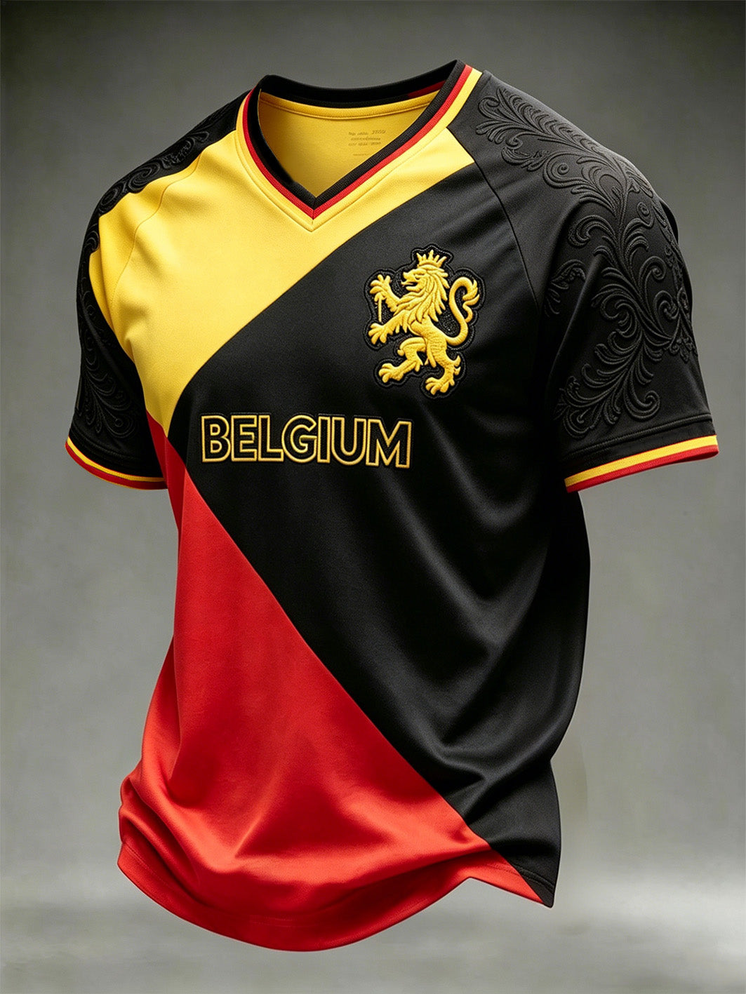 T-shirt décontracté à col en V commémoratif de style belge pour homme