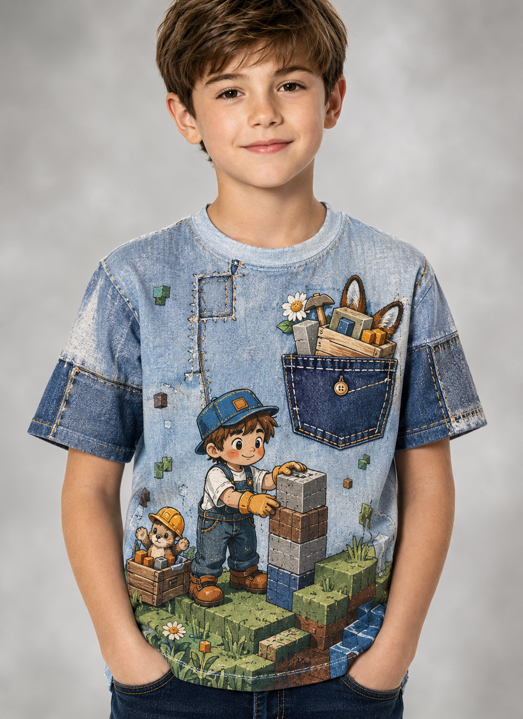 T-shirt Minecraft à manches courtes imprimé