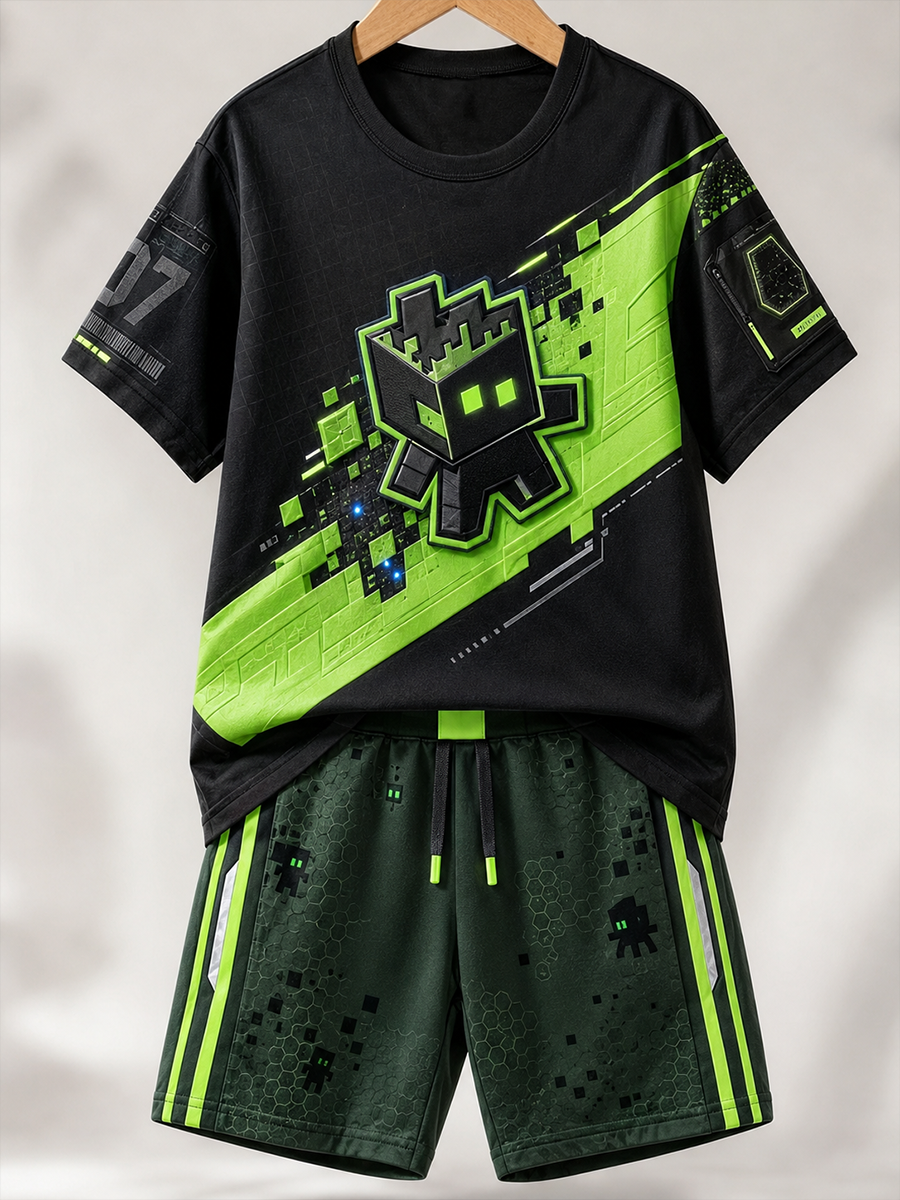Ensemble t-shirt manches courtes Minecraft