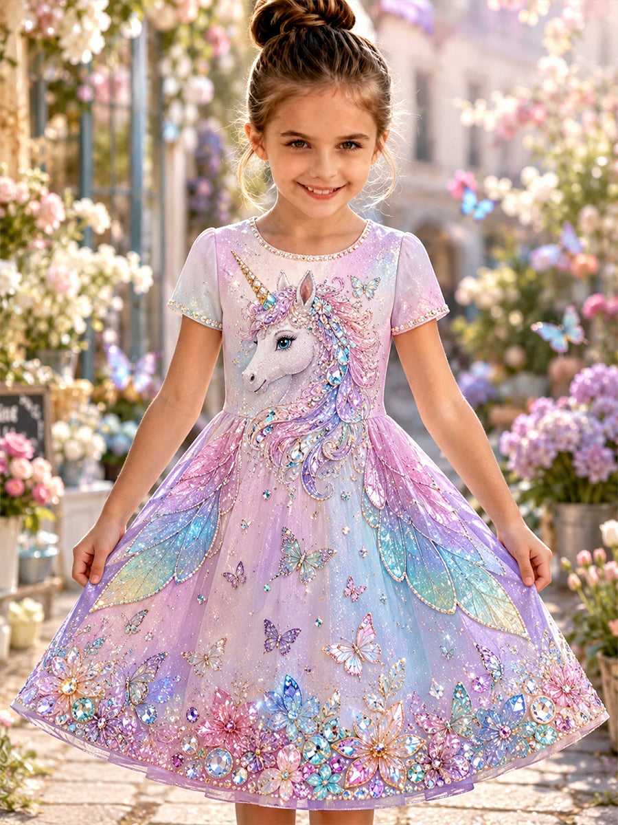 Filles Arc-en-ciel Cheval Art Imprimer Décontracté Robe