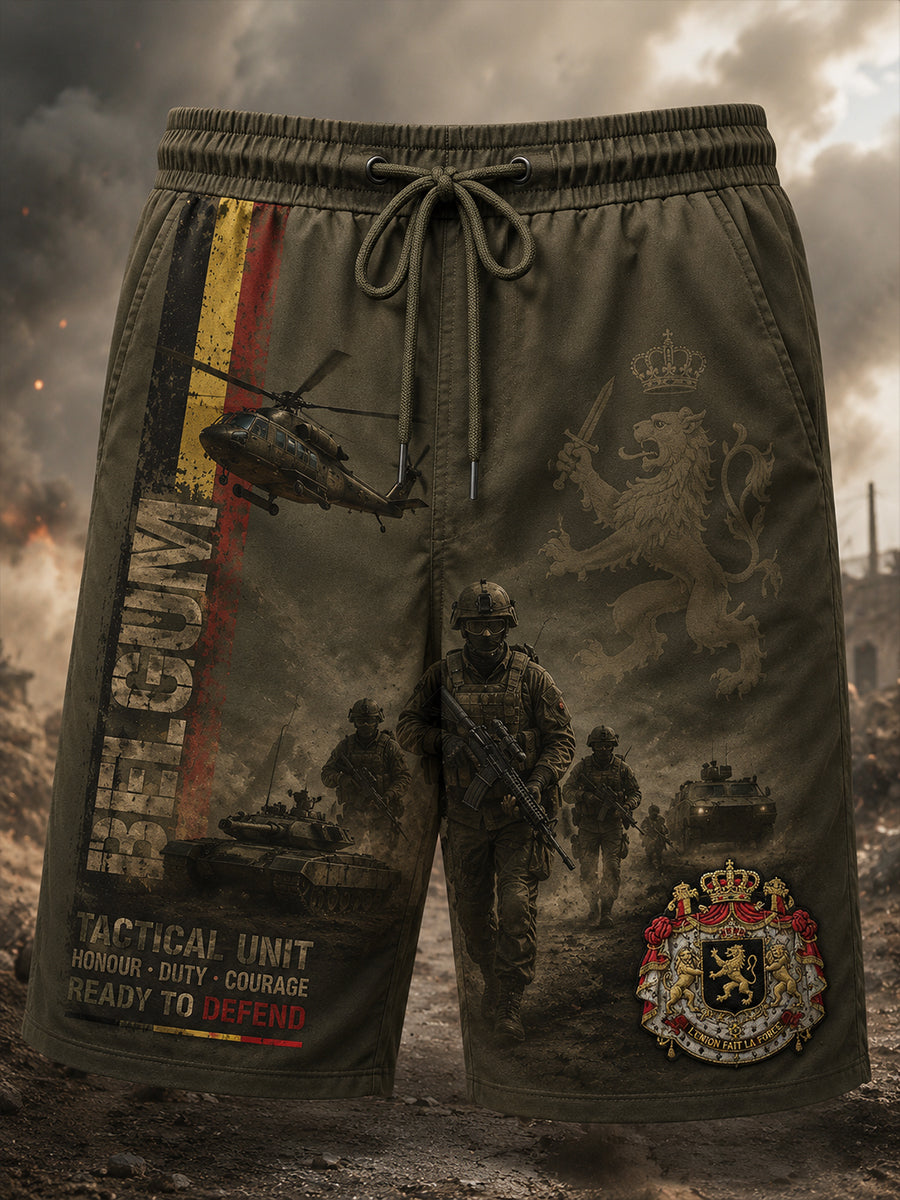 Shorts pour homme au style vintage, ornés de motifs d’inspiration militaire