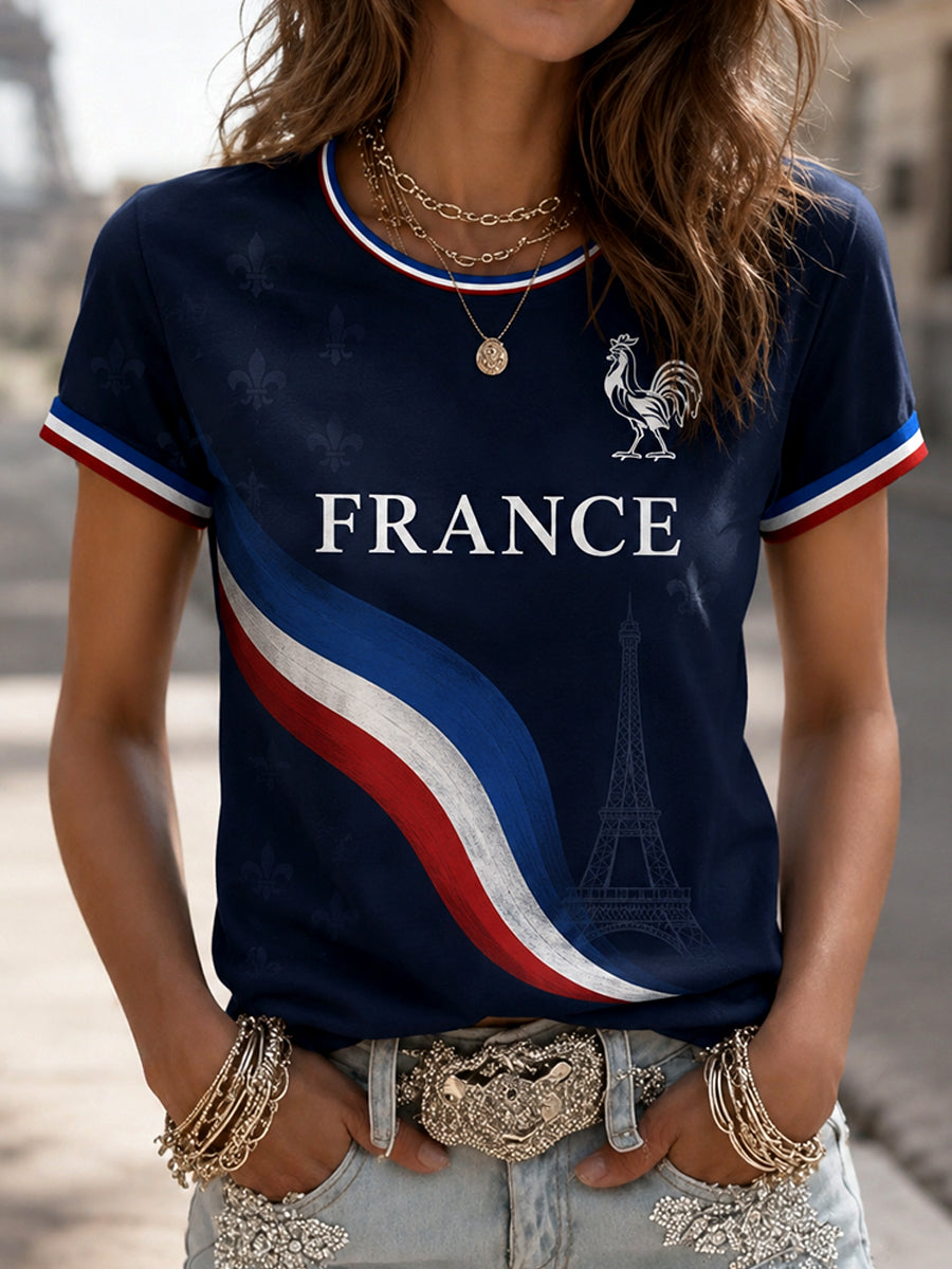 T-shirt décontracté pour femmes avec imprimé français