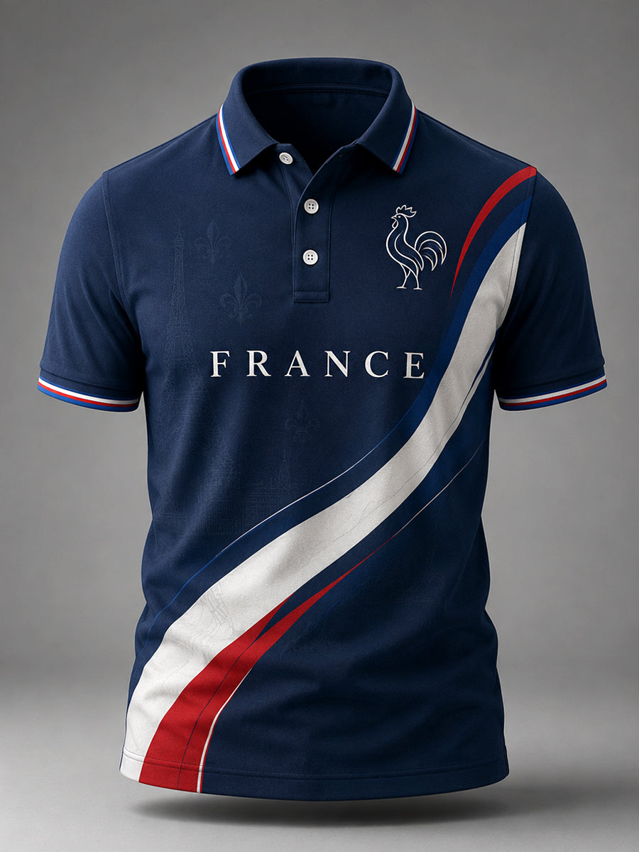 Polo décontracté pour hommes à imprimé français