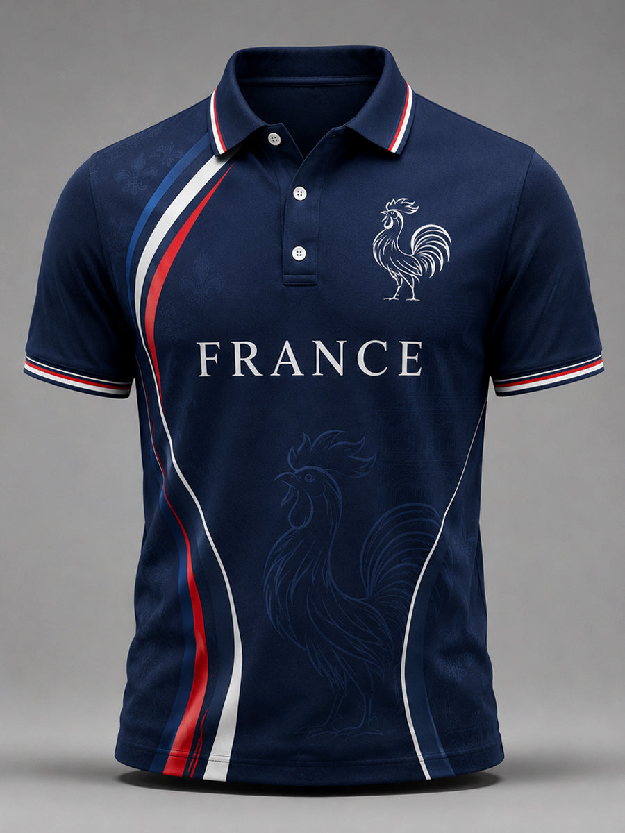 Polo décontracté pour hommes à imprimé français