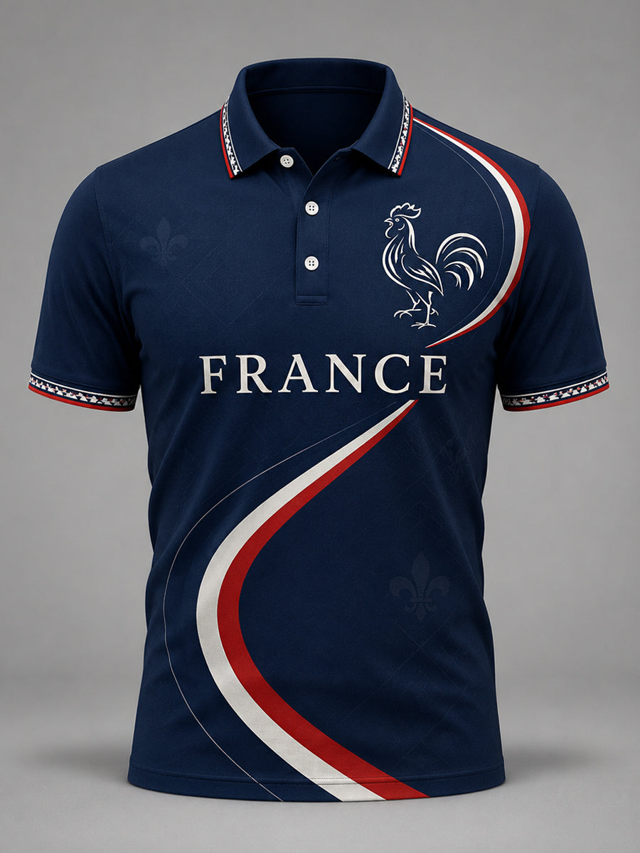 Polo décontracté pour hommes à imprimé français