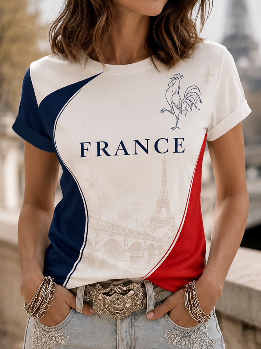 T-shirt décontracté pour femmes avec imprimé français