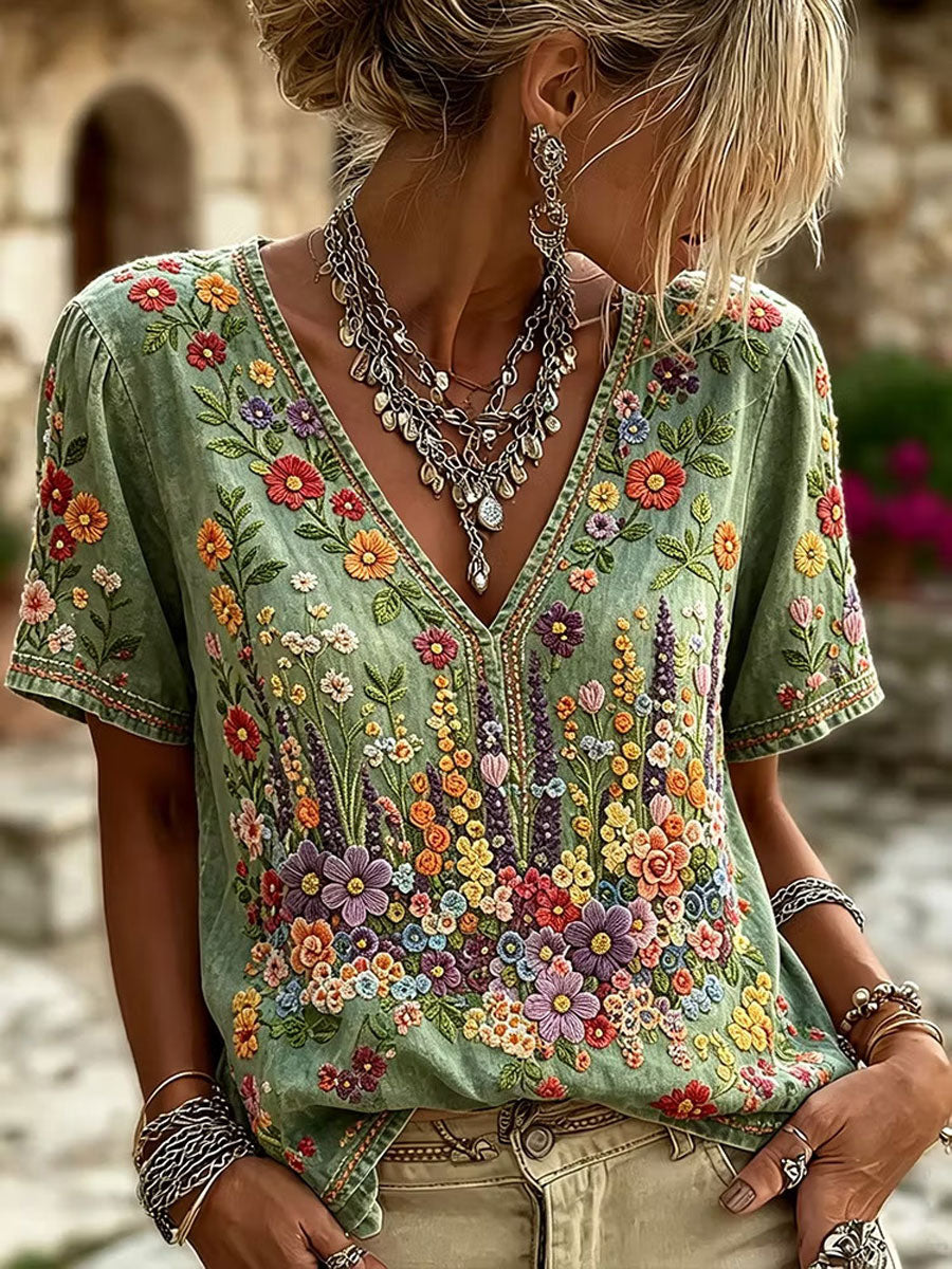 Haut élégant en coton et lin pour femme