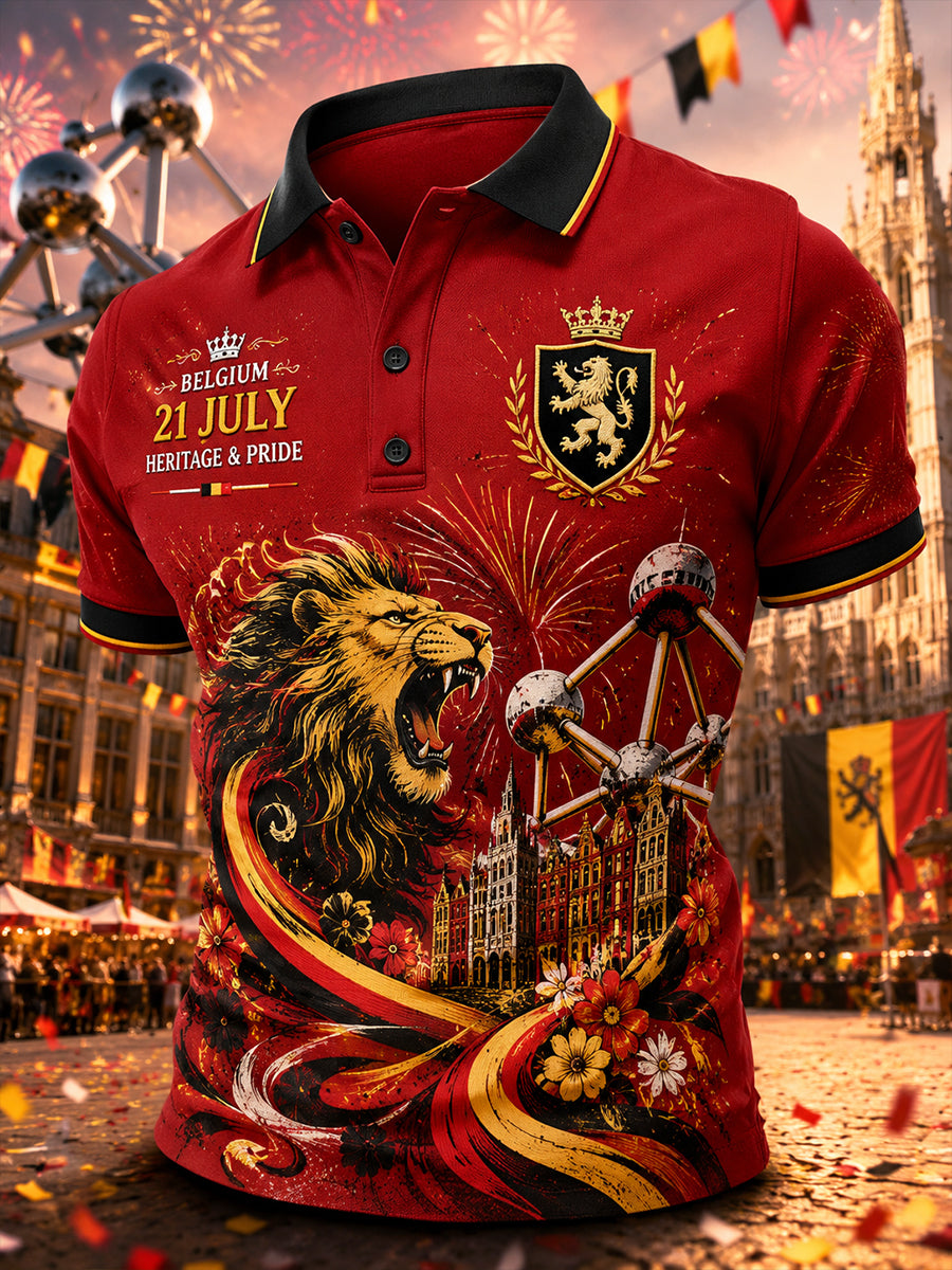 T-shirt polo à manches courtes, graphique, pour la célébration de la Journée nationale des hommes