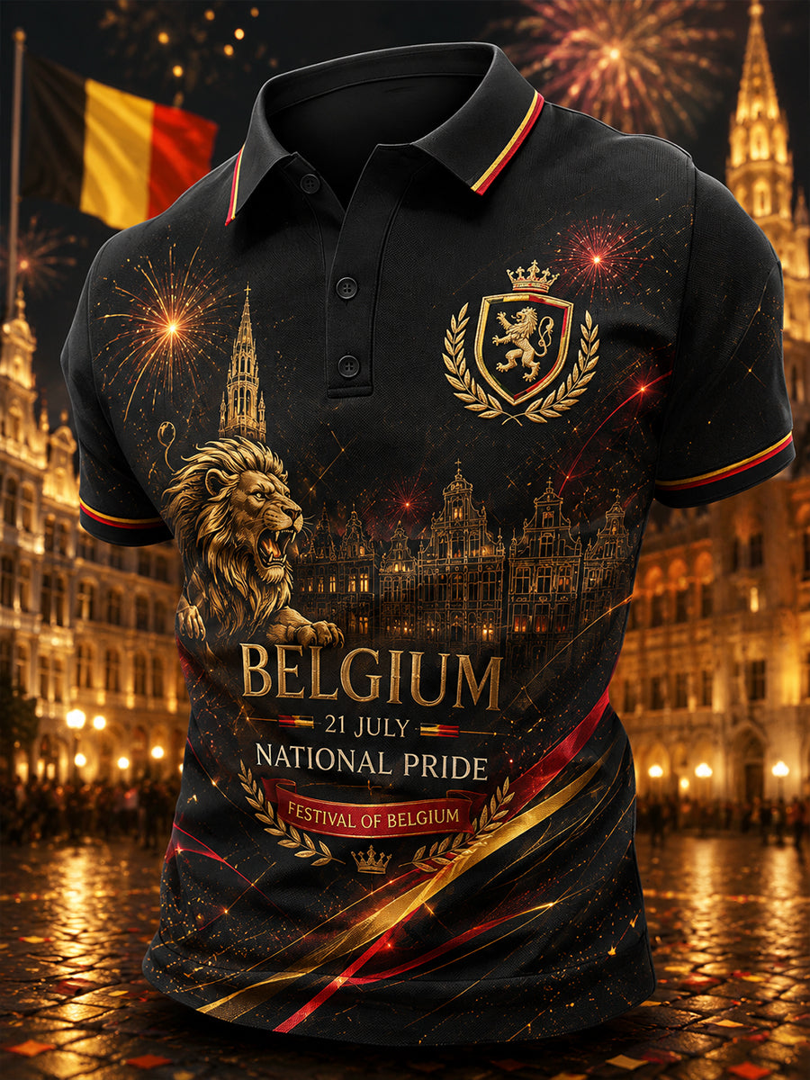 T-shirt polo à manches courtes, graphique, pour la célébration de la Journée nationale des hommes