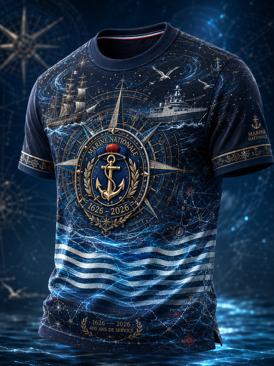 T-shirt manches courtes bleu marine pour homme