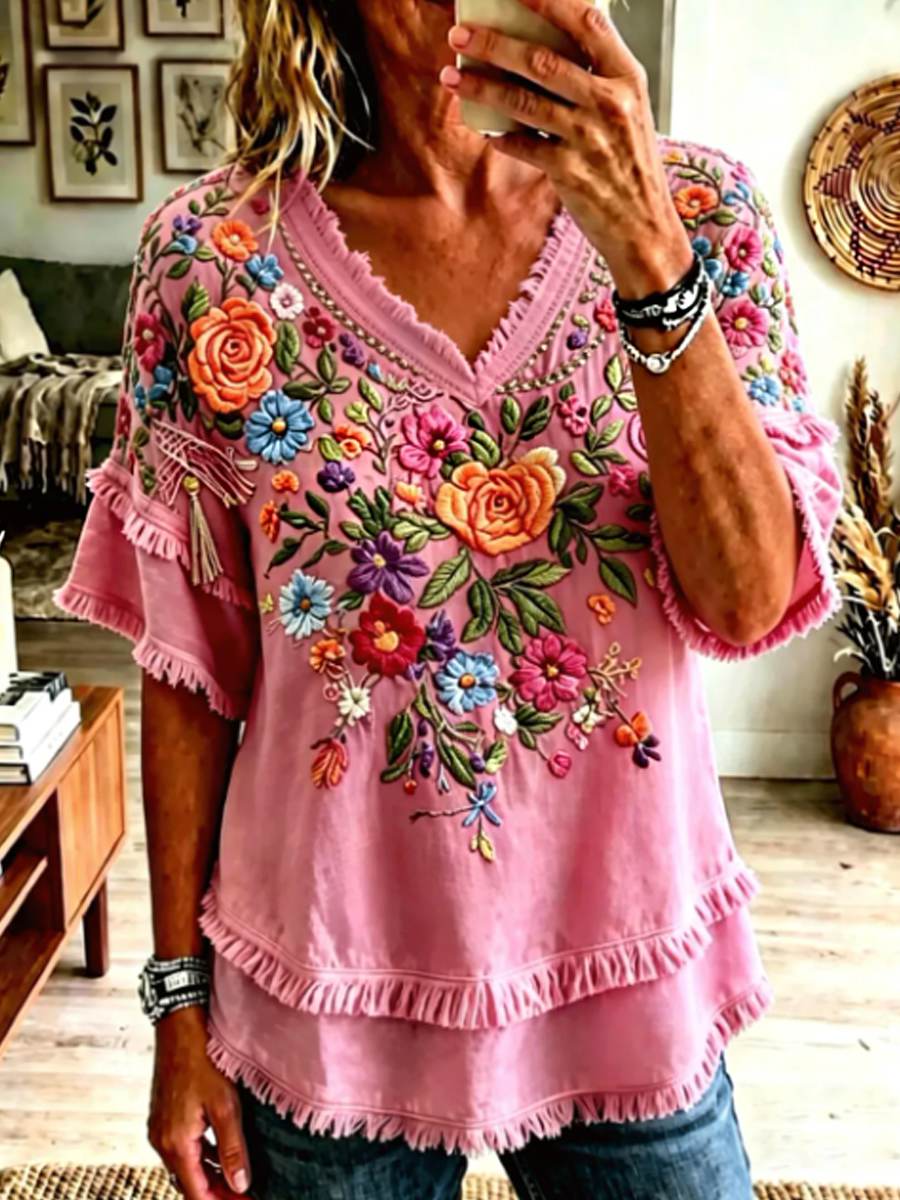 Chemise en coton et lin pour femme