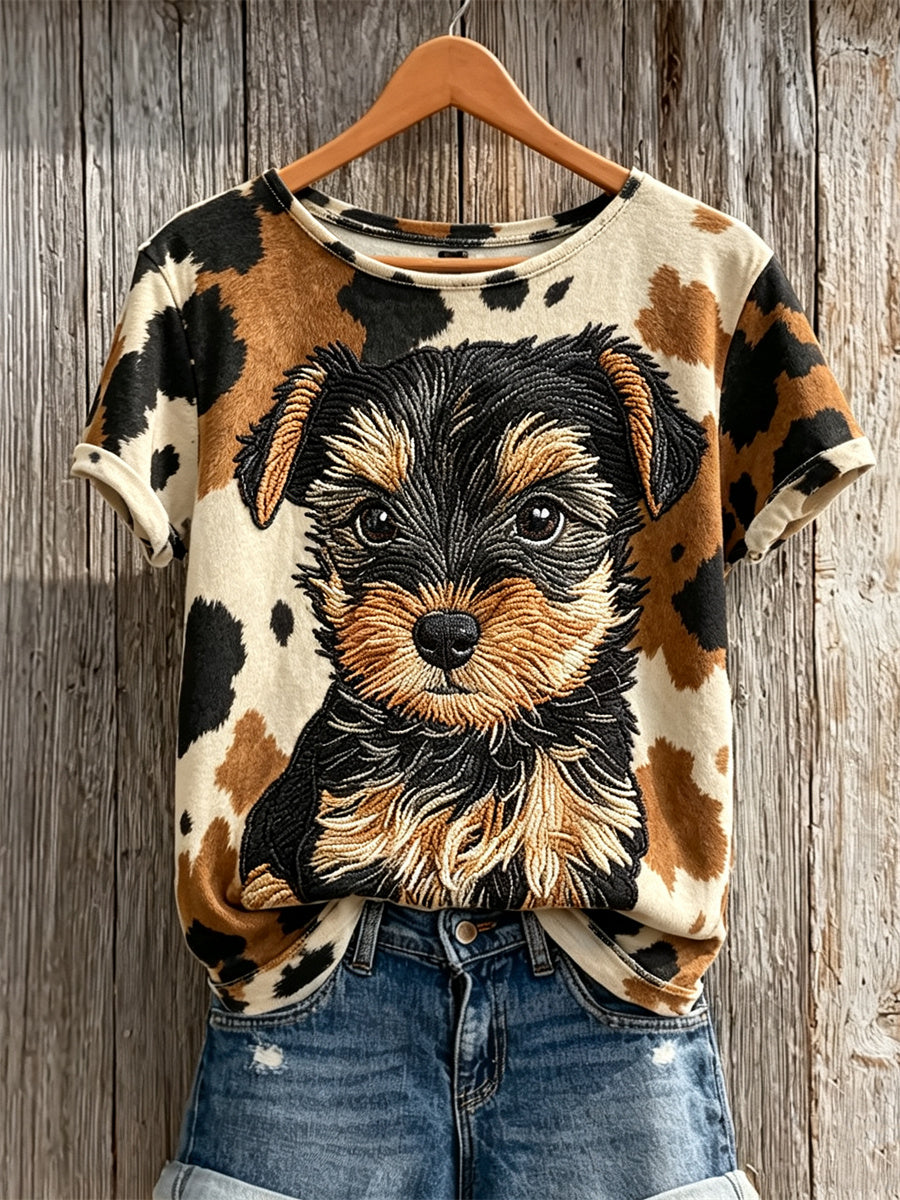 T-shirt à manches courtes imprimé pour chiennes Yorkshire Terrier, motif pour chiot et chien