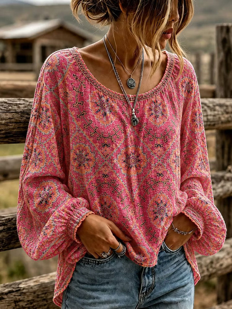 Chemise Femme Western Floral Coton Lin