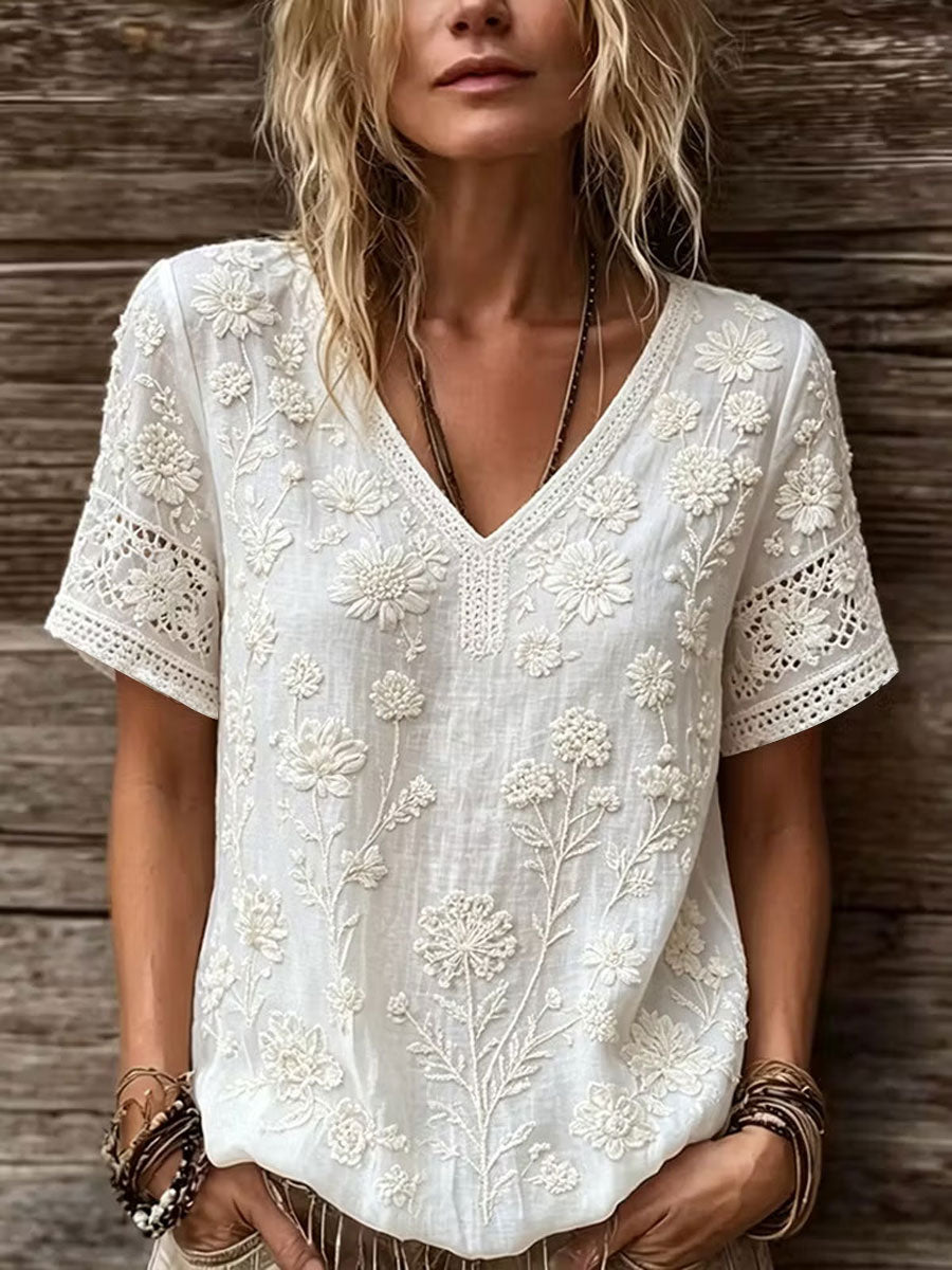 Haut élégant en coton et lin pour femme