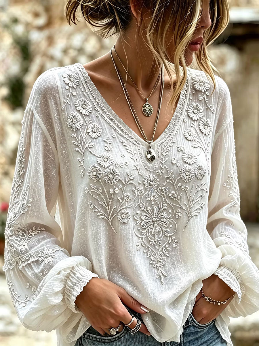 Haut élégant en coton et lin pour femme