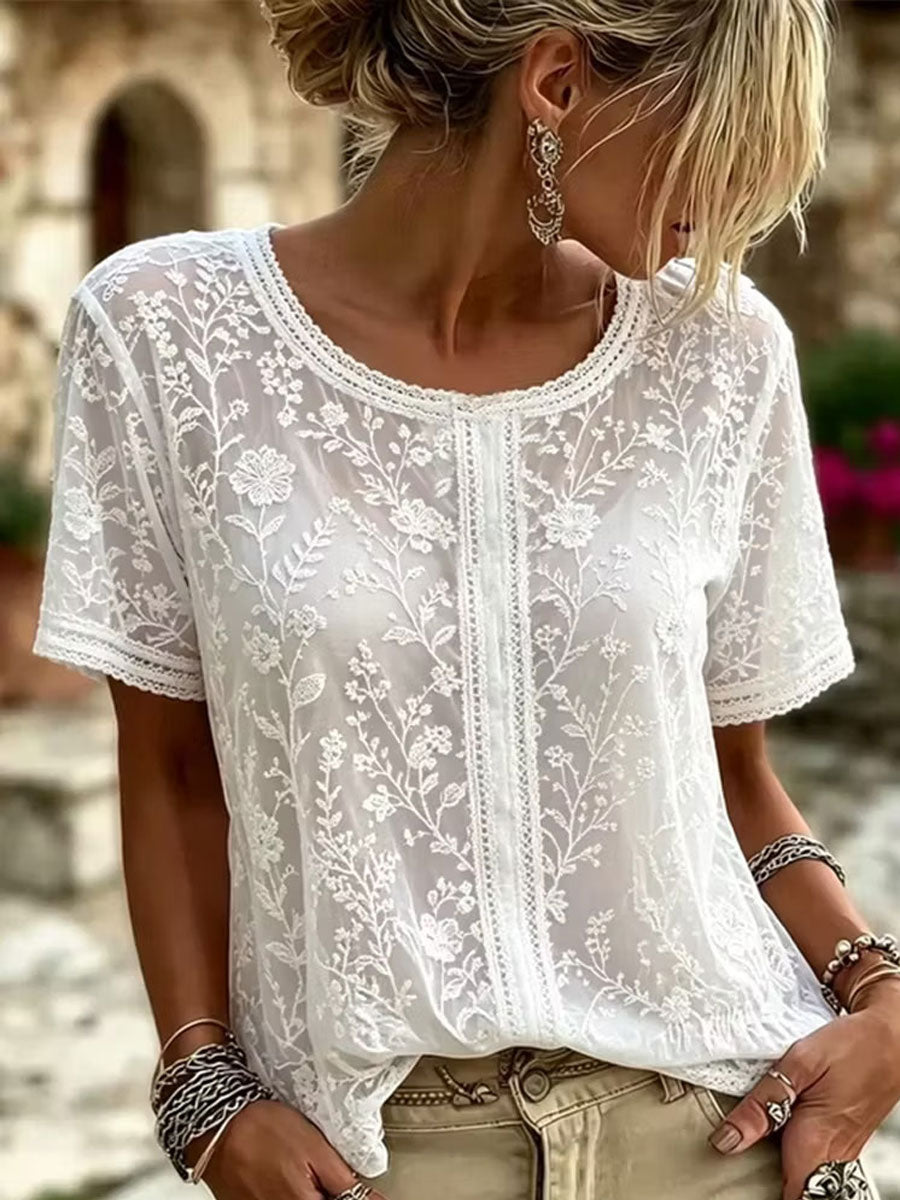 Haut élégant en coton et lin pour femme