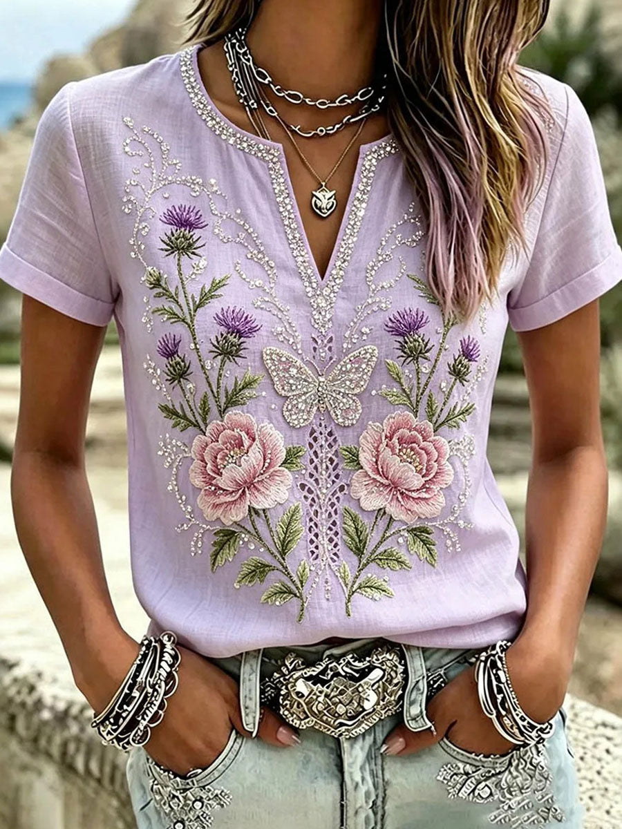 Haut élégant en coton et lin pour femme