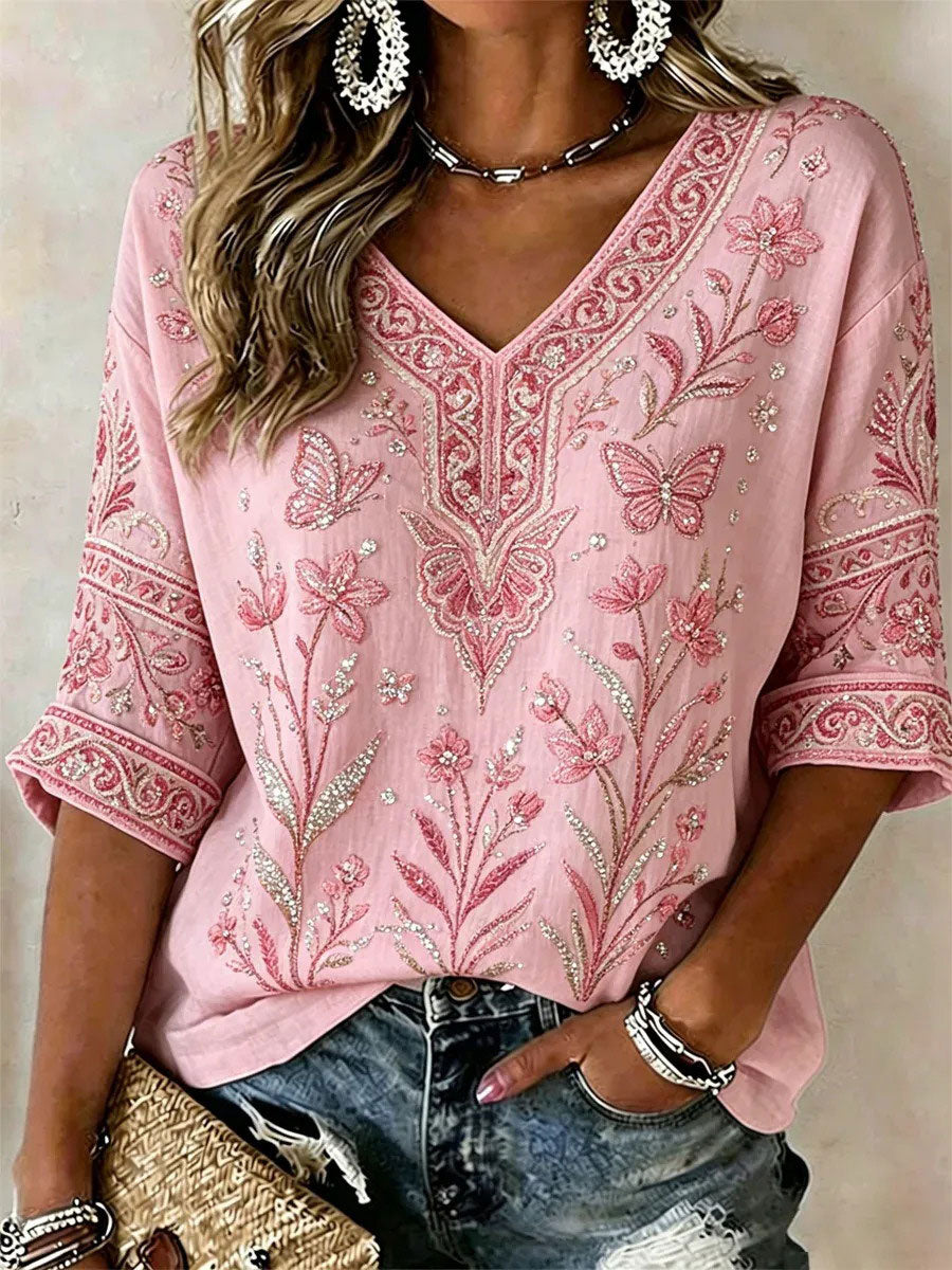 Haut élégant en coton et lin pour femme