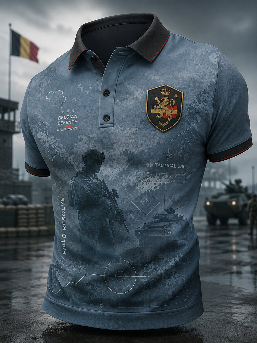 Polo à manches courtes pour homme avec imprimé de style militaire