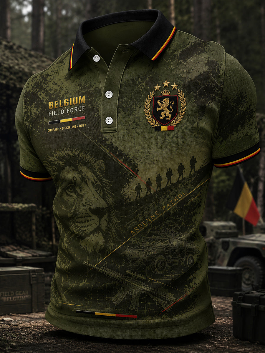 Polo à manches courtes pour homme avec imprimé de style militaire