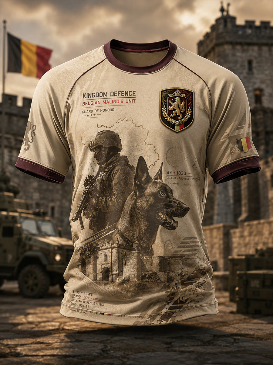 T-shirt Homme Manches Courtes À Manches Raglan Imprimé Militaire