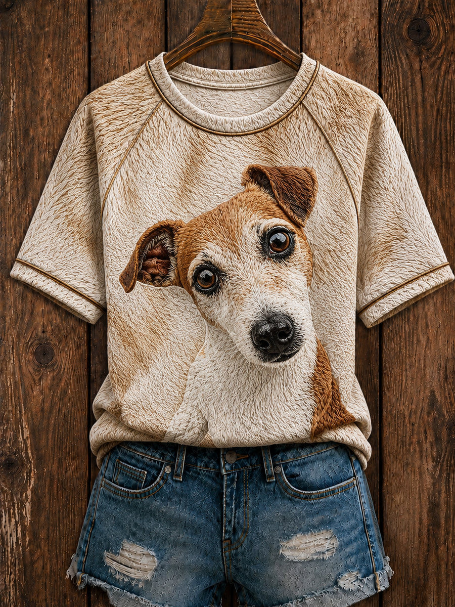 T-shirt à manches courtes mignon Jack Russell Terrier Art pour femme