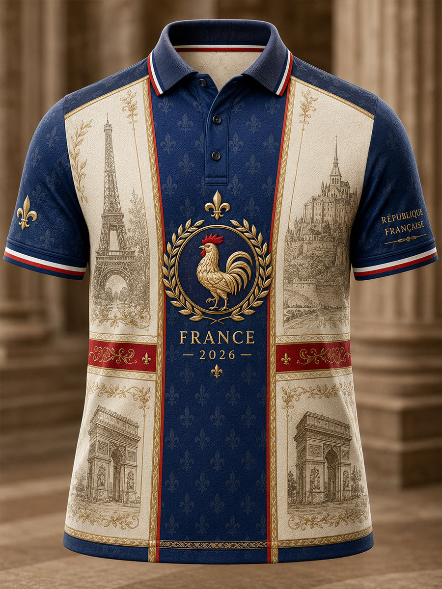Chemise à manches courtes pour hommes, commémoration patriotique française