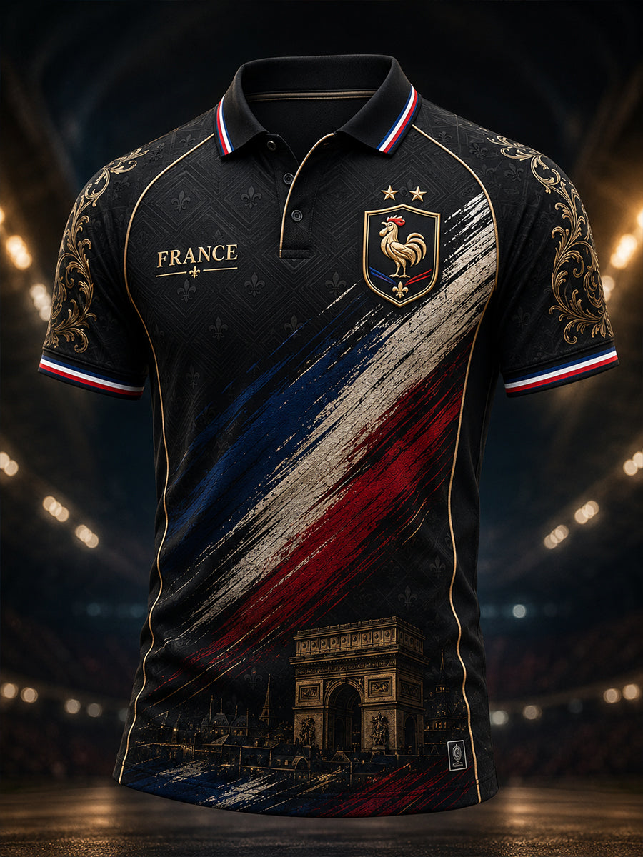 Polo à impression artistique pour la commémoration patriotique française, modèle homme