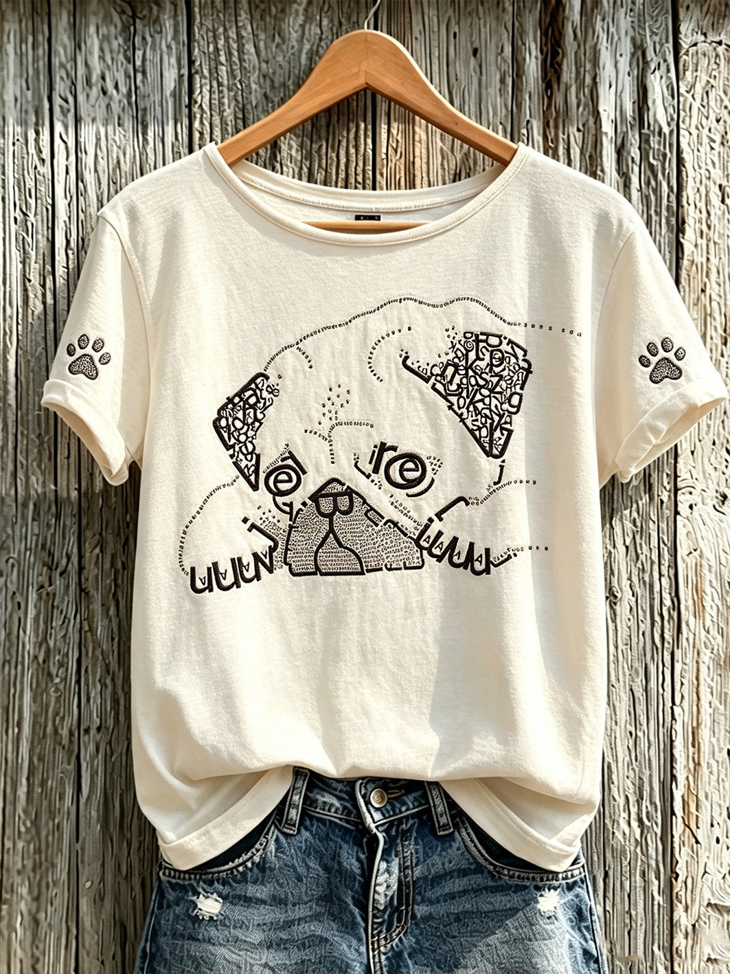 T-shirt décontracté à manches courtes pour femme, imprimé d’un mignon motif de chien
