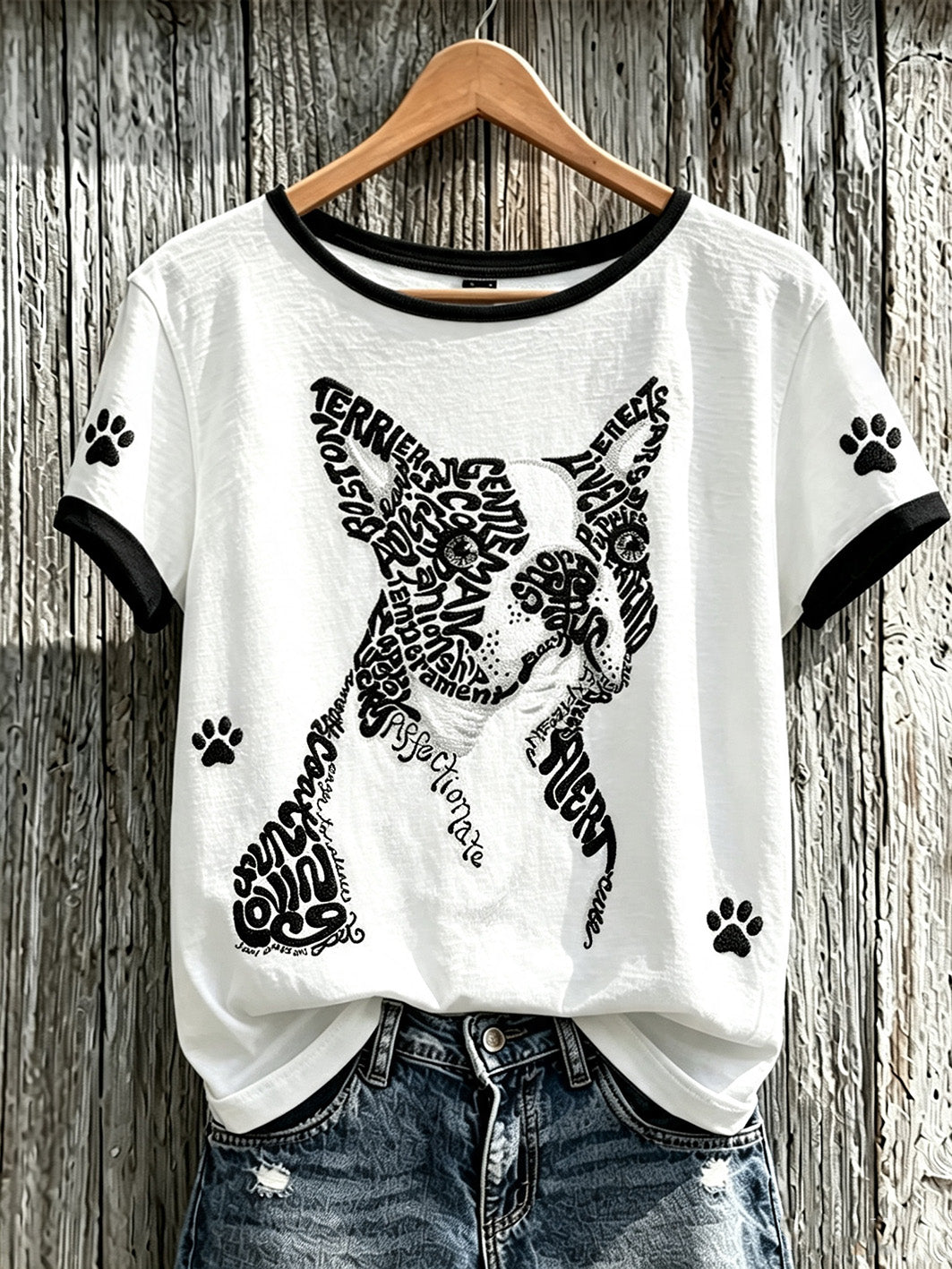 T-shirt décontracté à manches courtes pour femme, imprimé d’un mignon motif de chien