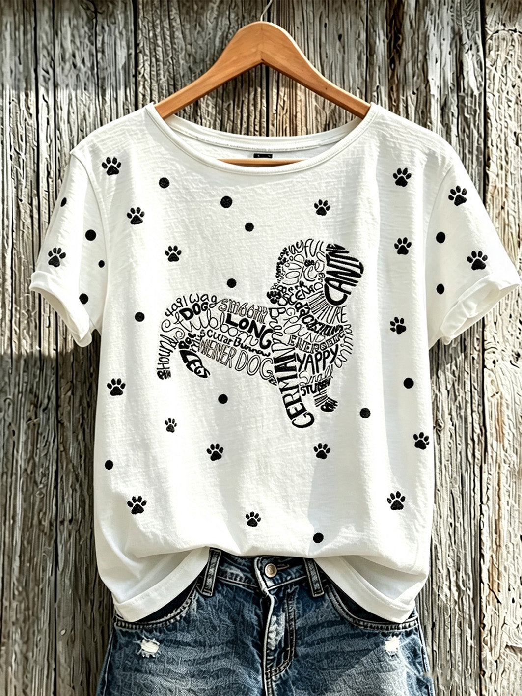 T-shirt décontracté à manches courtes imprimé mignon pour femme