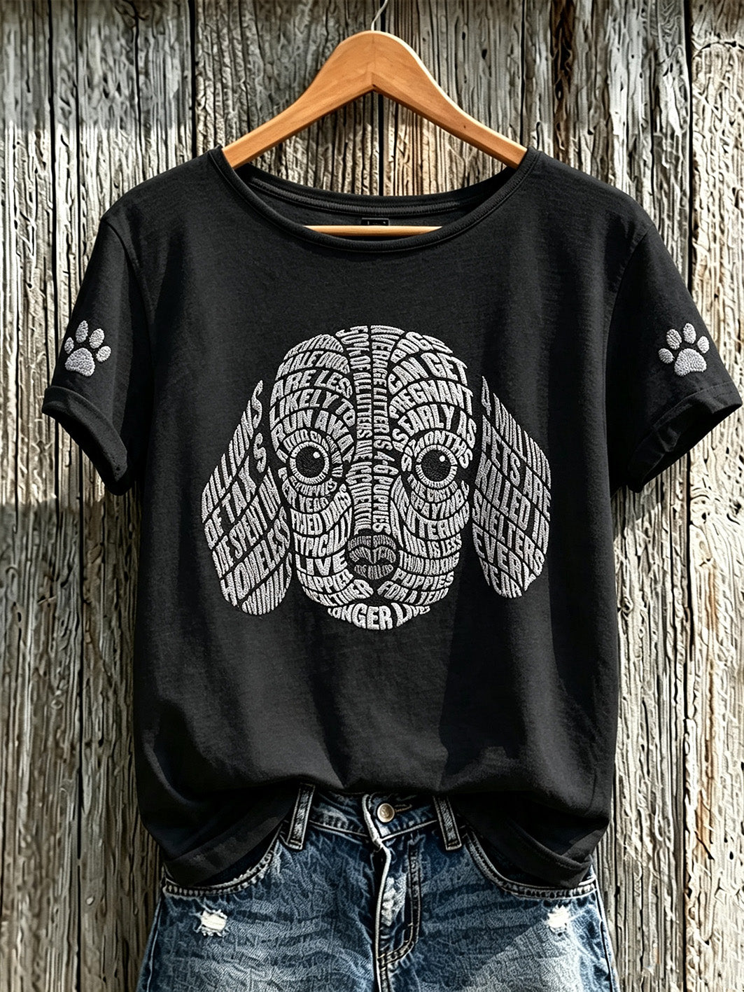 T-shirt décontracté à manches courtes pour femme, imprimé d’un mignon motif de chien