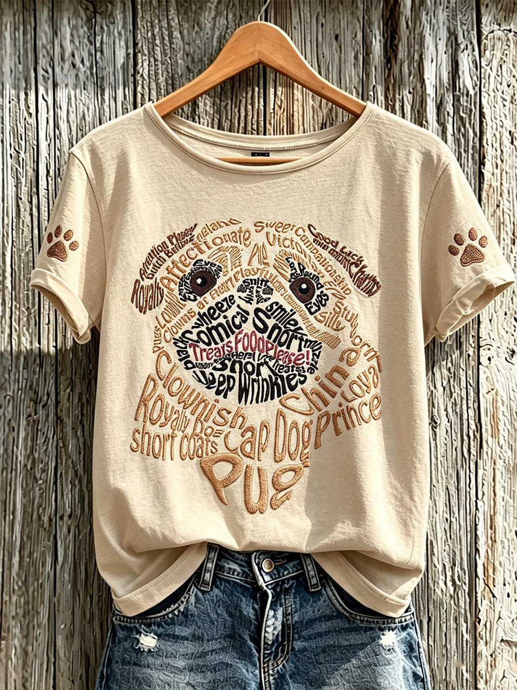 T-shirt décontracté à manches courtes pour femme, imprimé d’un mignon motif de chien