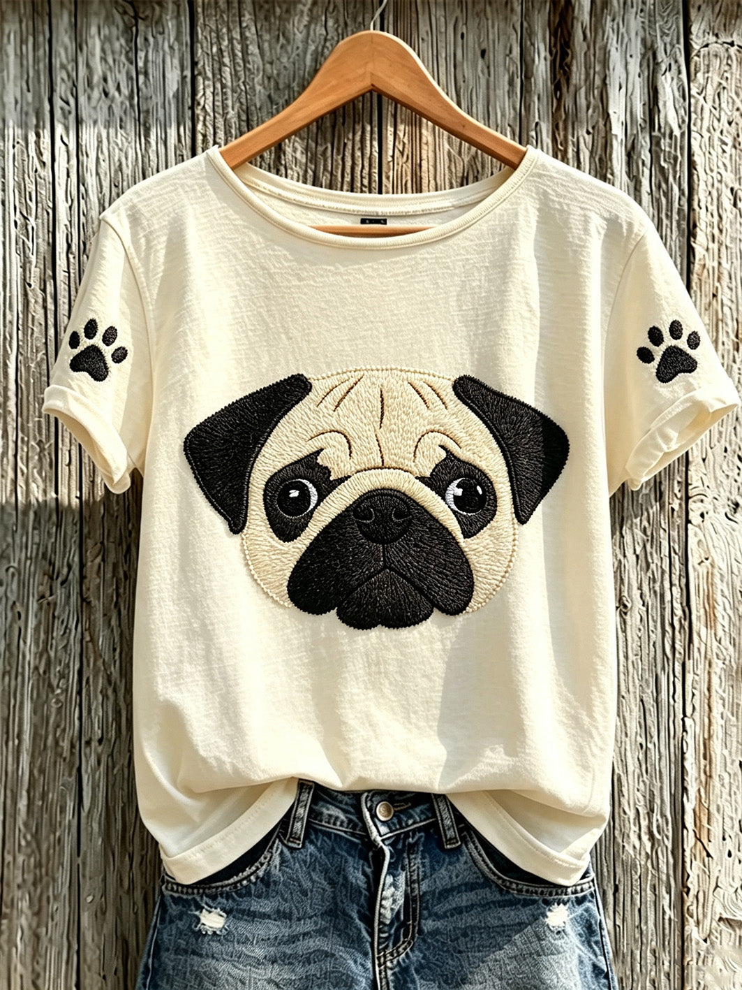 T-shirt décontracté à manches courtes pour femme, imprimé d’un mignon motif de chien