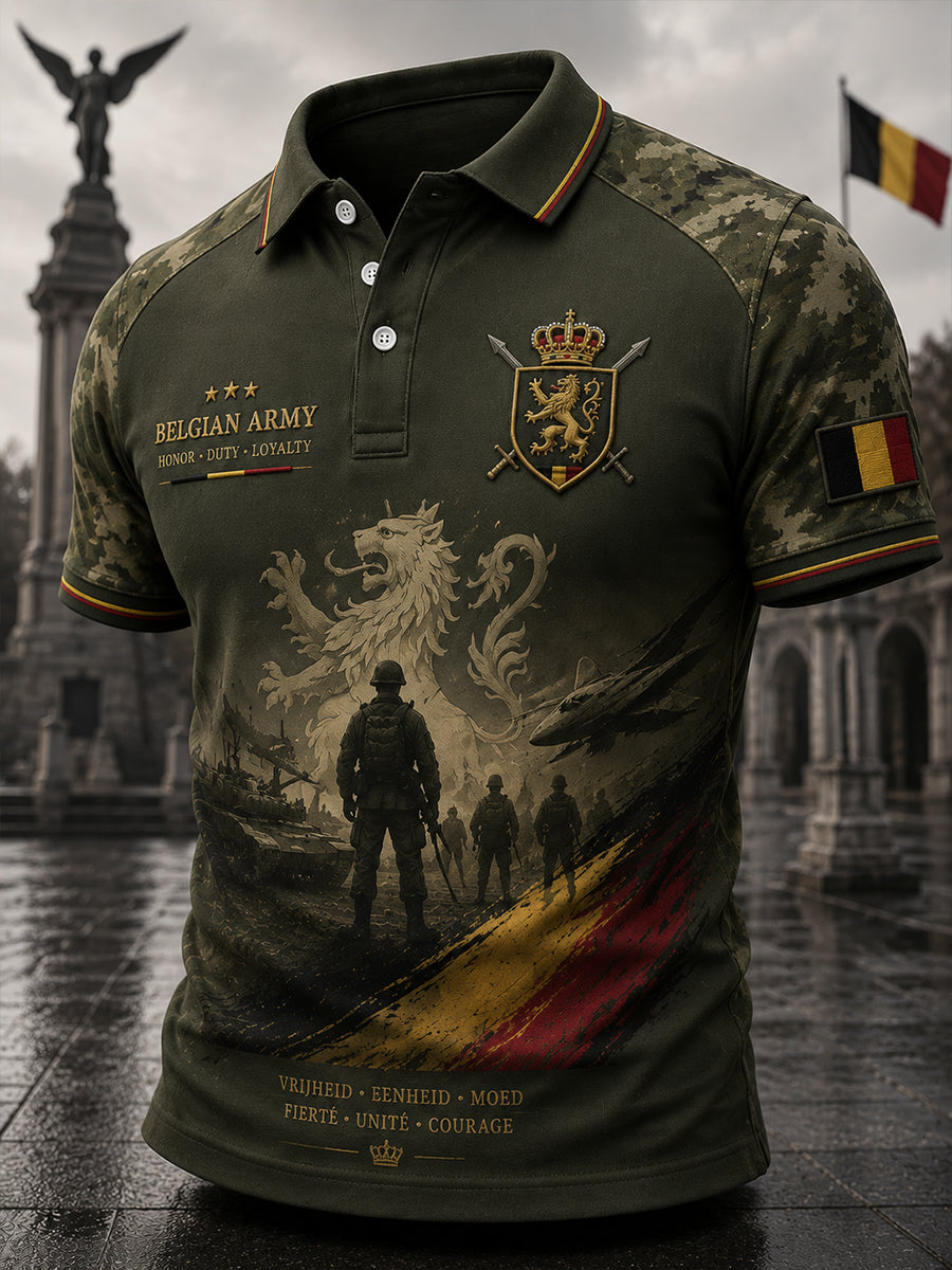 Polo à manches courtes pour homme avec imprimé commémoratif vintage rendant hommage aux anciens combattants