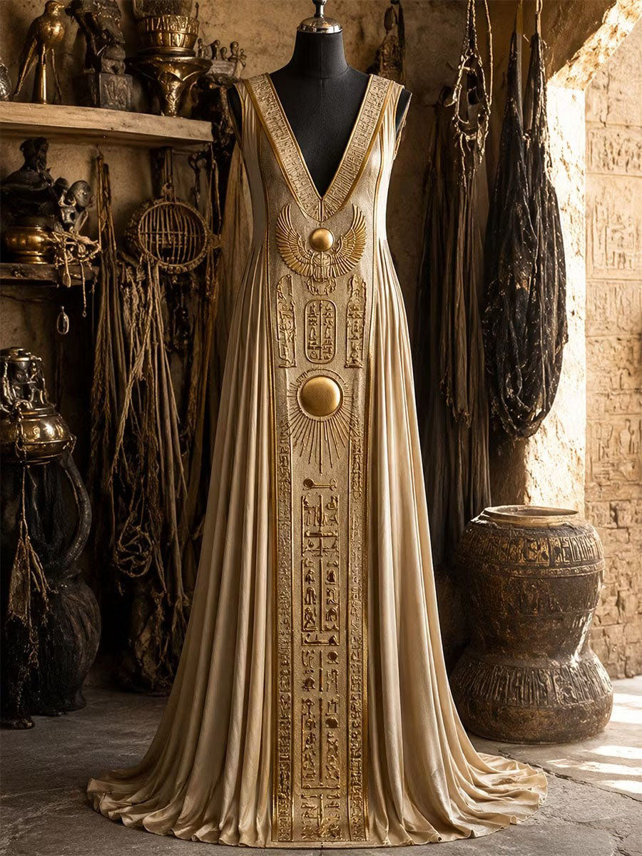 Robe longue artistique Égypte pour femme