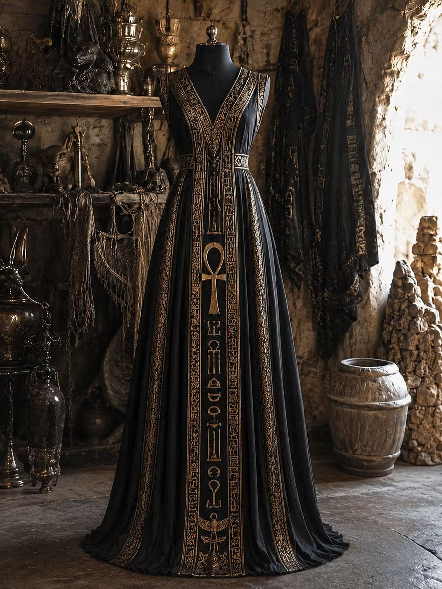 Robe longue artistique Égypte pour femme