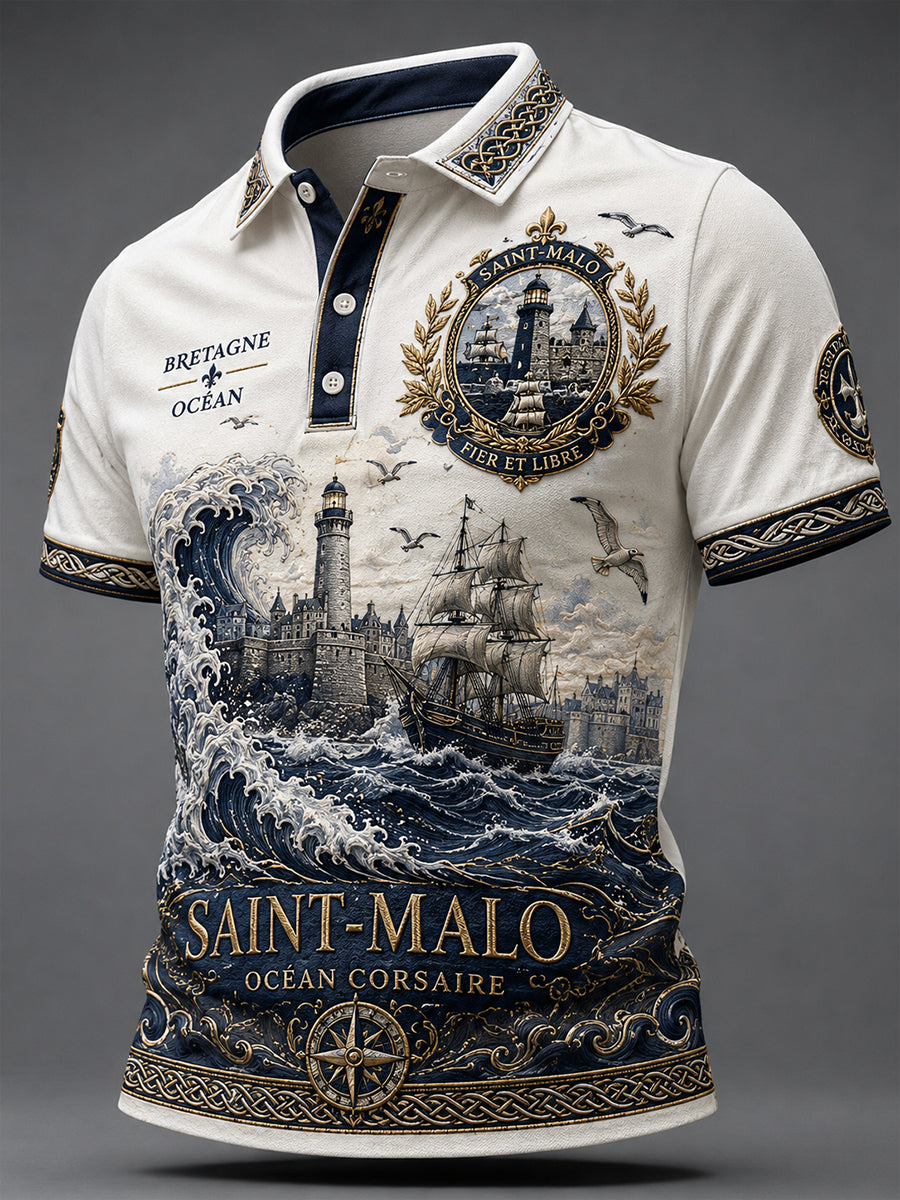 Chemise à manches courtes pour homme, motifs villes françaises