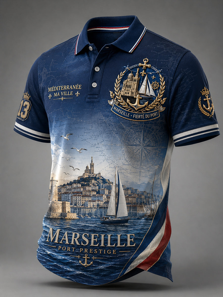 Chemise à manches courtes pour homme, motifs villes françaises