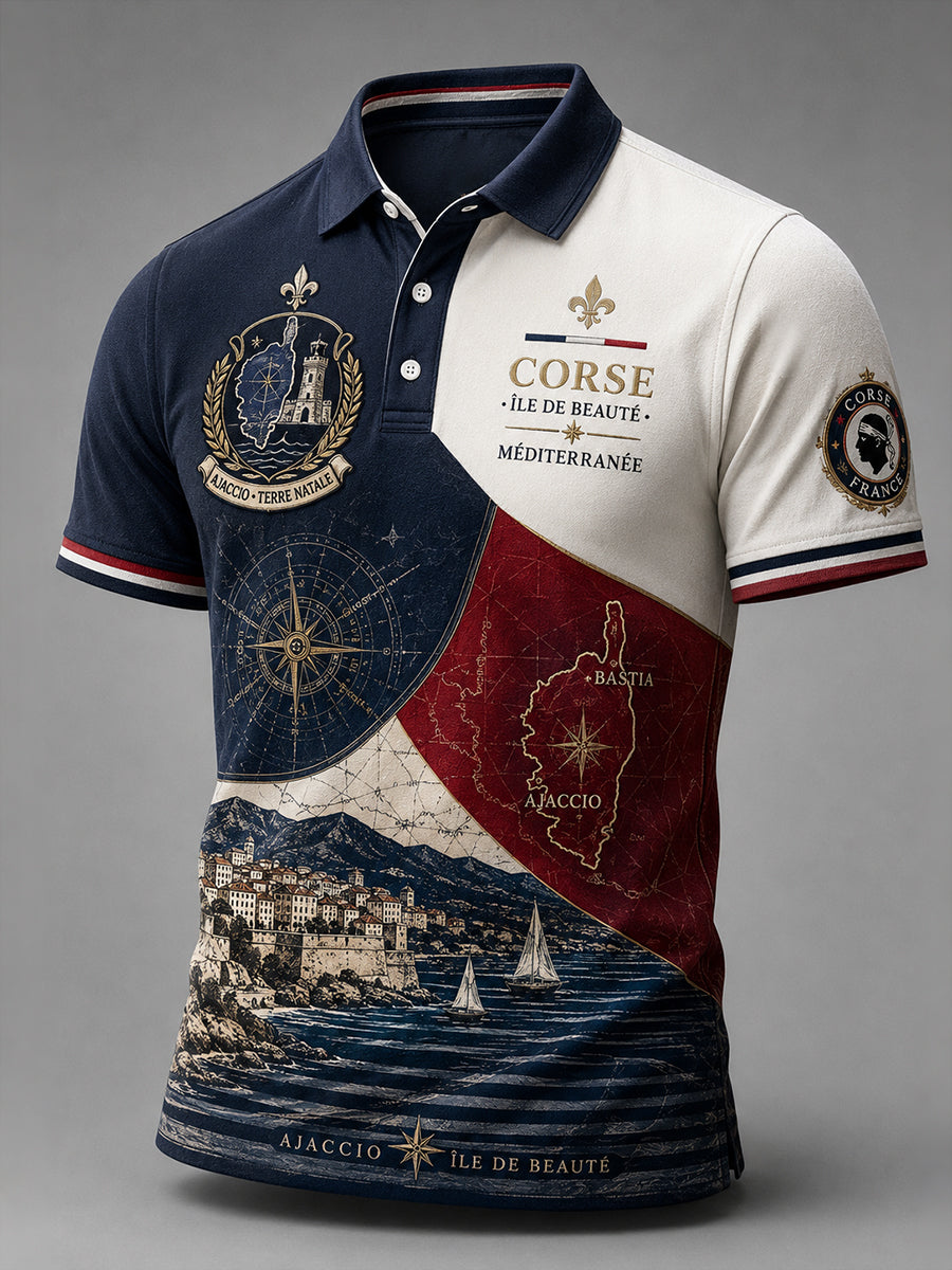 Chemise à manches courtes pour homme, motifs villes françaises
