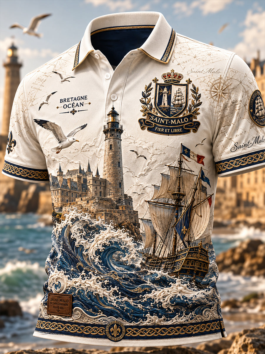 Chemise à manches courtes pour homme, motifs villes françaises