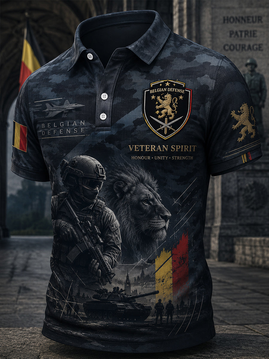 Polo à manches courtes pour homme avec imprimé camouflage de style militaire